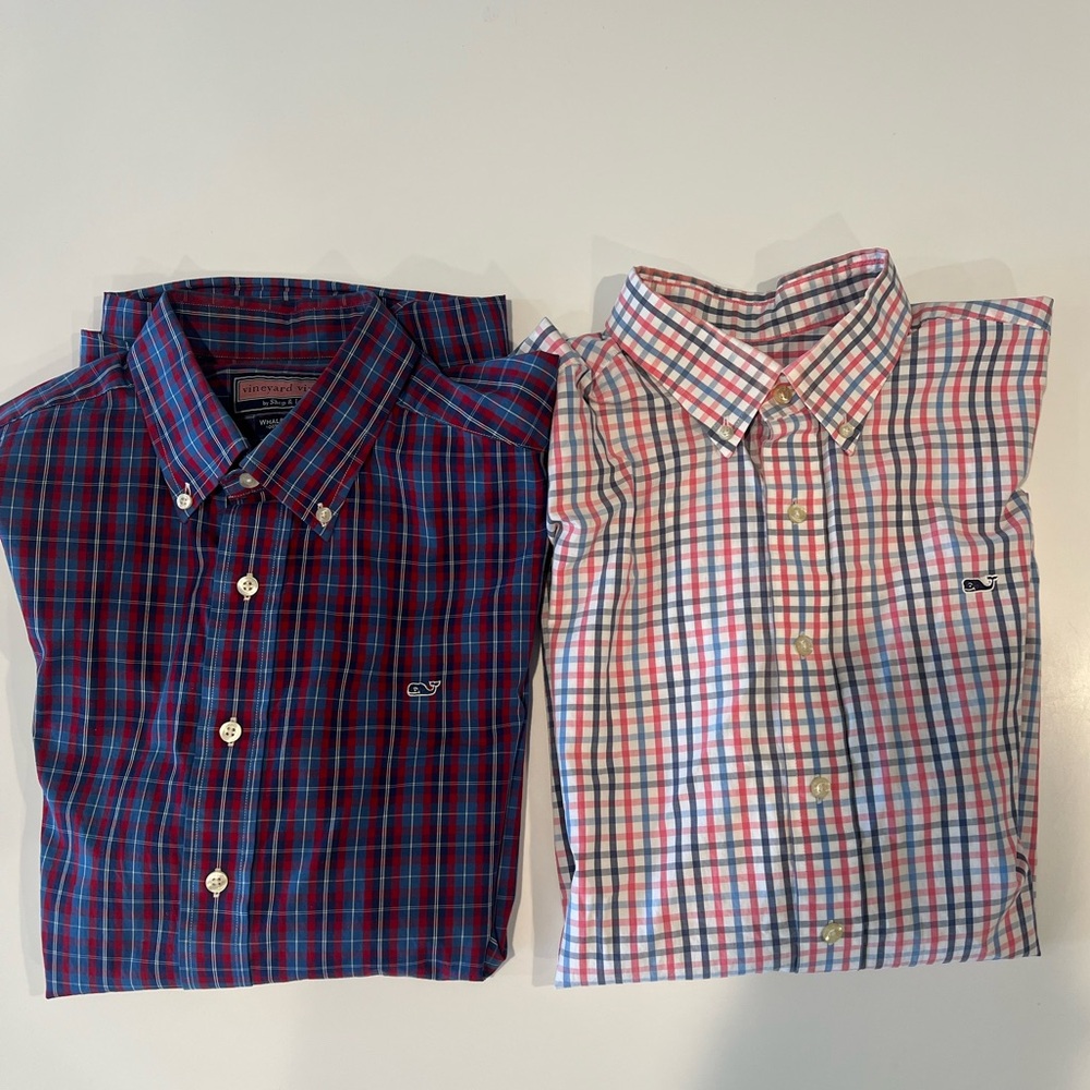 TWO Vineyard vines men’s button down WHALE SHIRTS